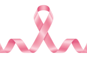 Pink ribbon symbol for breast cancer awareness on background