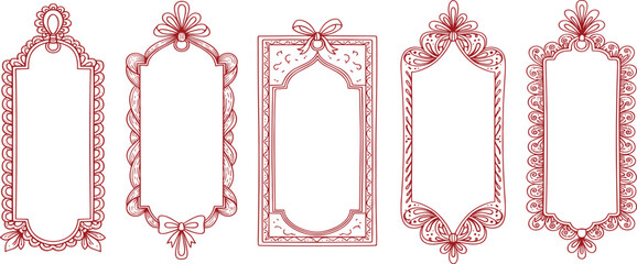 Elegant Red Frame Collection Decorative Borders for Various Design Projects and Creative Works