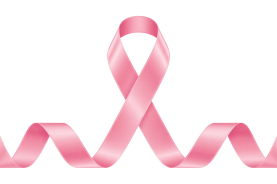 Pink ribbon symbol for breast cancer awareness on background