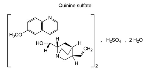 Quinine sulfate, chemical structure of quinine sulfate, drug substance