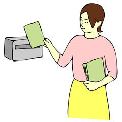 チラシを投函する女性