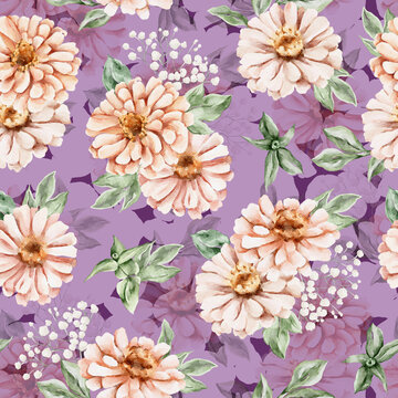 watercoloer floral seamless pattern design
