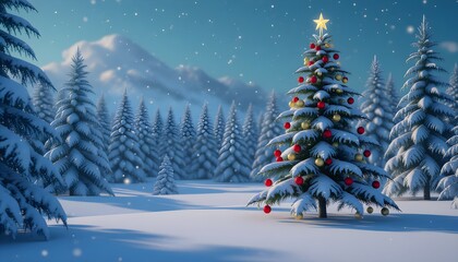 christmas tree in the snow