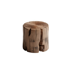 Small wooden tree stump isolated on transparent background