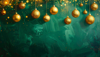 深い緑に黄金の光がきらめくクリスマスボケ背景
– Festive Christmas Bokeh Background in Deep Green and Soft Golden Glow