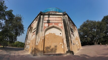 Exterior View of the Nila Gumbad (Blue Dome), a Significant Mughal-Era Tomb Structure Located Within the UNESCO World Heritage Site of Humayun's Tomb Complex in Delhi, India