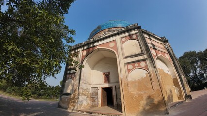 Exterior View of the Nila Gumbad (Blue Dome), a Significant Mughal-Era Tomb Structure Located Within the UNESCO World Heritage Site of Humayun's Tomb Complex in Delhi, India