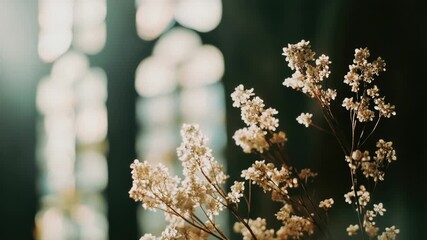 Video A close-up shot of a bouquet of flowers placed in a decorative vase