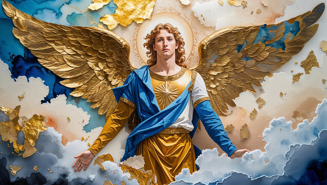 Archangel Michael fantasy art background, mighty warrior angel