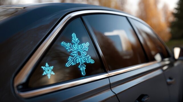 Festive Car Window Decal with Holiday Design