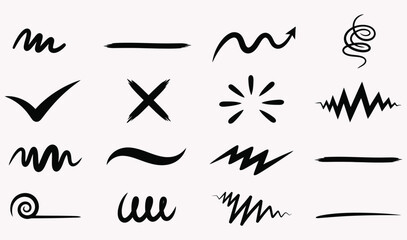 Hand drawn doodle elements set of arrows and lines