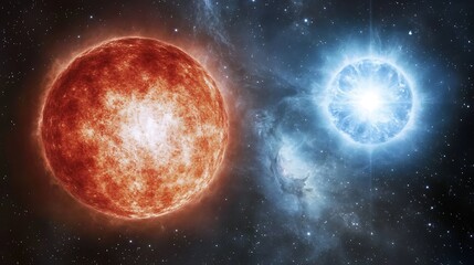 Naklejka premium Binary star system with red giant high resolution image