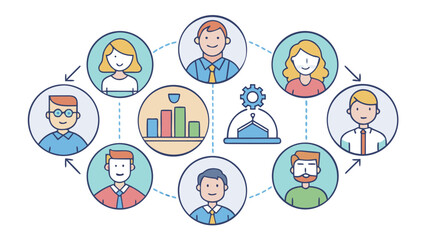 Fototapeta premium Illustrated Icons Depicting Organizational Roles and Partnerships