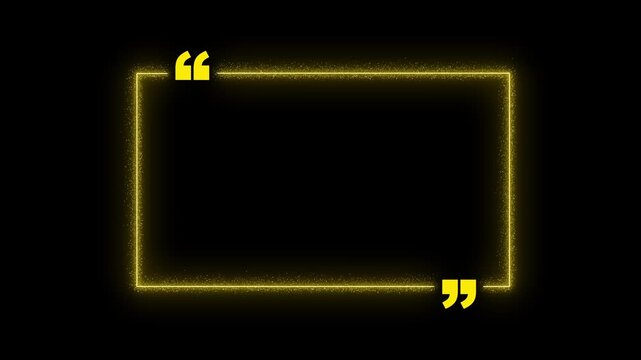 Yellow Neon Quote Box With Sparkles And Quotation Marks On Black Background abstract bright