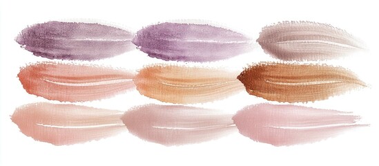 Abstract Brushstrokes in Pastel Hues: Artistic Swatches on White Background