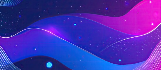 Abstract Cosmic Waves: Dynamic Purple and Blue Space Background with Stars