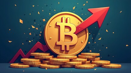 Abstract illustration of arrow breaking through coin wall, financial breakthrough