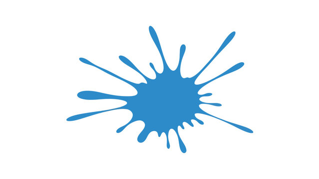 A blue ink splatter on a white background