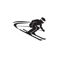 Downhill skiing silhouette