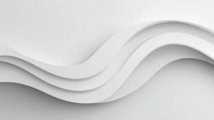 Abstract white wave background with smooth contours and soft curves creating a minimalistic design for modern aesthetics and versatile applications