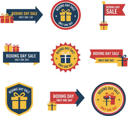 collection of boxing day sale badges labels