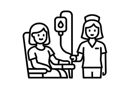 Healthcare worker monitoring patient receiving IV drip or blood transfusion