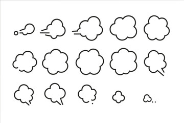 Obraz premium Abstract outline icons representing smoke steam dust and speed clouds in motion effects