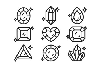 A collection of sparkling precious gemstones and crystals featuring various cuts and shapes