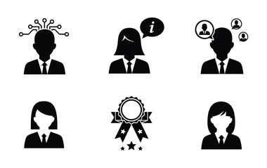 Business people and award icon set isolated on