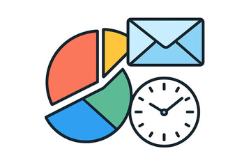 Business strategy planning concept showing data analysis, communication, and scheduling