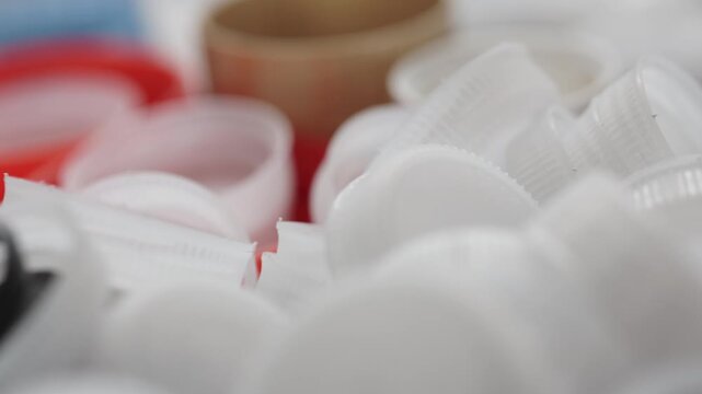 Close-Up of Plastic Bottle Caps