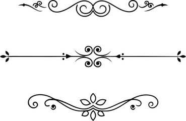Adobe Illustrator Artwork  Set of hand drawn decorative borders and dividers. Elegant calligraphic lines, vintage flourishes and ornamental swirls for page decoration, wedding invitations or web desig