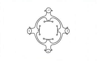 Obraz premium Stylized continuous line drawing illustration of connected human figures forming a unity circle, symbolizing teamwork, community, and togetherness in a minimalist design. High quality