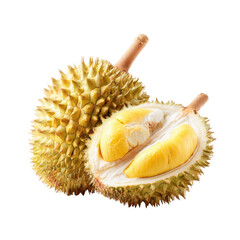 Obraz premium Delicious durians ready to enjoy, showcasing their unique texture and tropical flavor in a bright setting