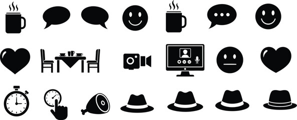 Black and white icon set for various purposes