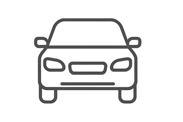 Minimalist outline icon depicting a modern passenger vehicle seen from the front view