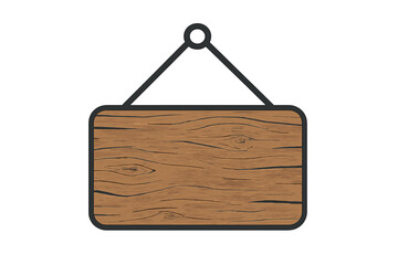 Blank wooden hanging sign template with rounded corners and natural wood grain texture