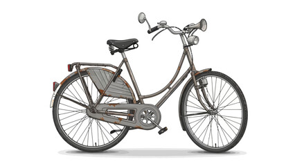 Fototapeta premium Rusty vintage bicycle with a bell horn and light