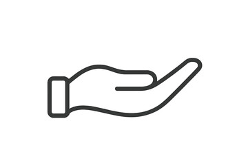 Minimalist open hand gesture outline symbolizing giving, receiving, help, or assistance