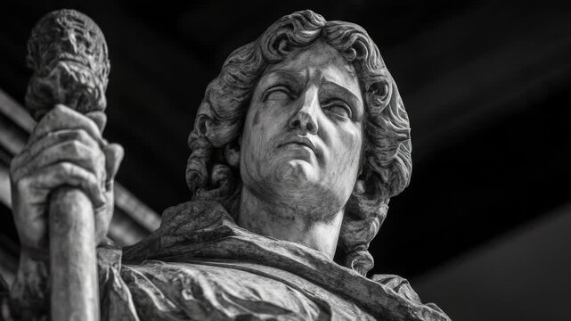 Video A statue of a man holding a staff