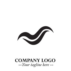 Elegant Black Wave Logo Symbol on a Clean White Background for Modern Minimalist Branding Design Art