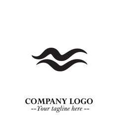 Elegant Black Wave Logo Symbol on a Clean White Background for Modern Minimalist Branding Design Art