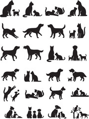Obraz premium Collection of cat and dog silhouette icons