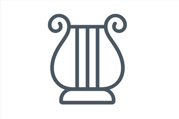Classical Greek lyre musical instrument symbol in minimalist line art style