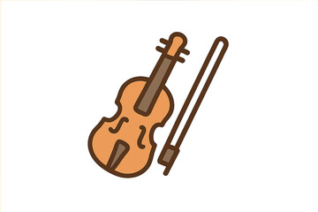 Fototapeta premium Stylized graphic representation of a classical wooden violin musical instrument and bow