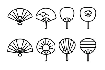 Traditional Japanese and Asian hand fans featuring folding fans and uchiwa with cultural patterns
