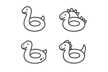 Cute inflatable pool floats featuring swan and dinosaur shapes for summer fun