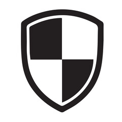 Security Shield Icon, Black Silhouette Protection Vector for Safety and Cybersecurity Design
