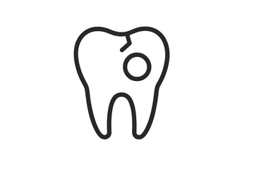 Simple damaged molar tooth showing visible decay and a crack suitable for dental health concepts