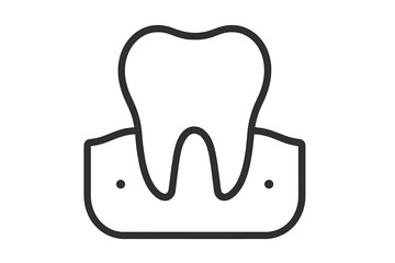 Simple outline graphic showing a healthy molar tooth structure embedded in the gum line